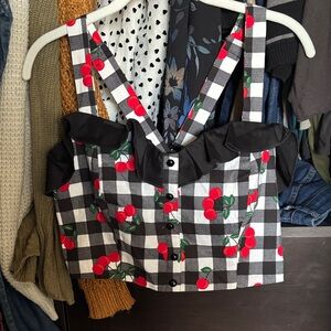 Collectif Cherry Checkered Crop Top